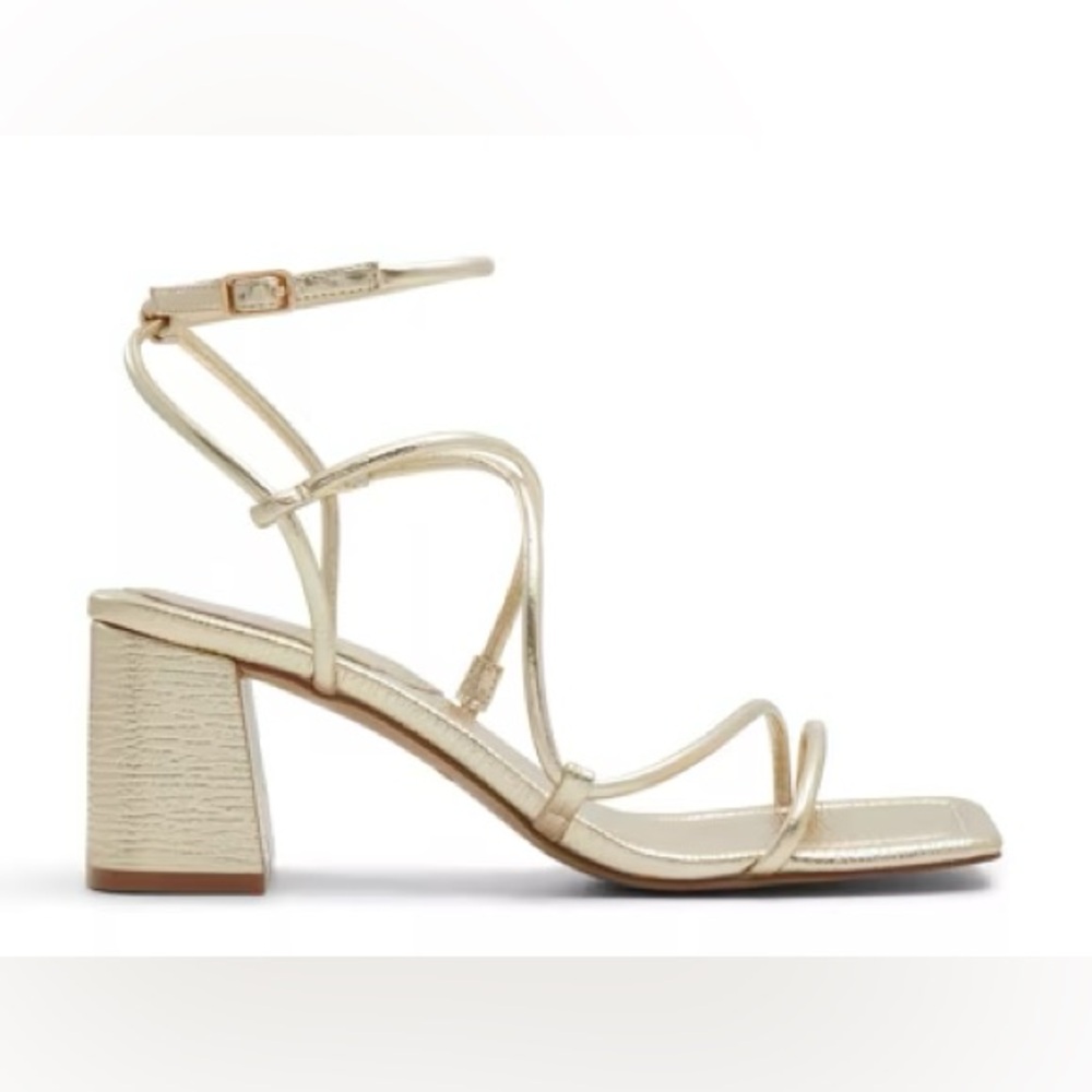 Aldo gold block heels